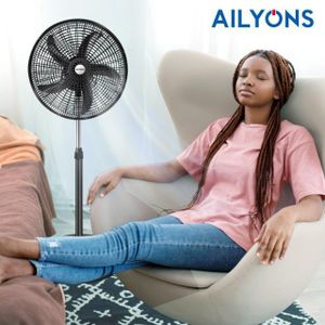 AILYONS 16-Inch Standing Fan – Adjustable Height, 3-Speed Settings, Oscillating