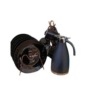 13PCS Ceramic Dinner Set – with 6pc durable ceramic dinner plates, 6pcs stylish tea/coffee mugs/cups and 2litres unbreakable vacuum flask Perfect for serving  meals, rice, meat, tea, coffee Ideal for everyday use, family dining, or entertaining guests