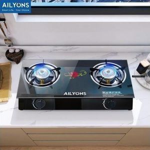 AILYONS Gas Efficient Table Top Gas Cooker,2 Burner With A Strong Glass