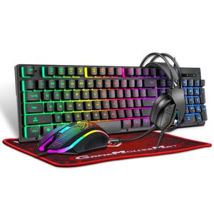 T-WOLF 4-in-1 RGB Gaming Combo Set, Gaming Keyboard, Gaming Mouse, Gaming Headset & Mouse Pad Bundle for PC & Laptop Gamers