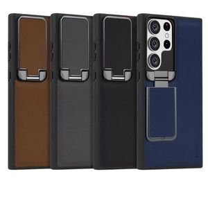 PIBLUE Slim Leather Flip Phone Case for Samsung Galaxy S23 Ultra – Shockproof Folding Cover with Lens Protection and Viewing Stand (Dark Blueish)