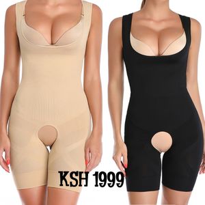 Women Magic Full Body Shaper Thigh Slimmer Slimming Bodysuit Open Bust  Girdle Tummy Control Shapewear Waist and Thigh Trainer 