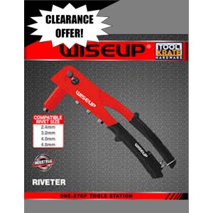 WISEUP Hand Riveter – Heavy Duty Manual Pop Rivet Gun with Interchangeable Nosepieces (2.4-4.8mm)