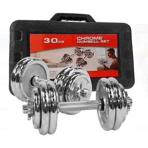 Chrome Dumbbell Set - Weight Adjustable Electroplating Dumbbell with Stainless Steel Rod Home Fitness Equipment for Gym Workout Body Building Training-30kg set