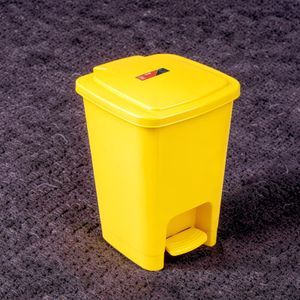 30L Yellow Hard Plastic Odor Control Tight Lid Step Pedal Waste Garbage Dust Bin 