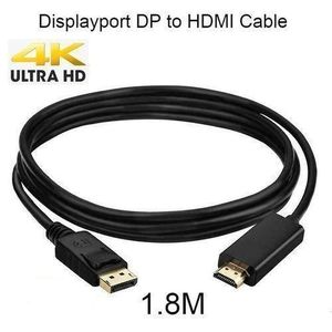 Display  Port to HDMI Adapter Cable 1.8M - Black - 4K Support