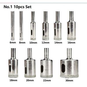 10pcs 6-30mm Coated Diamond Drill Bits for Tile, Marble, Glass, Ceramic