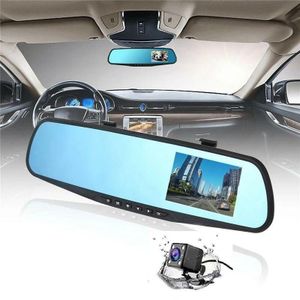 Full HD 1080p Mirror Dash Camera with Front and Rear Cameras, Loop Recording, and Parking Surveillance