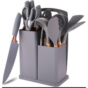 19-Piece Premium Silicone Kitchen Utensil & Knife Set with Chopping Board