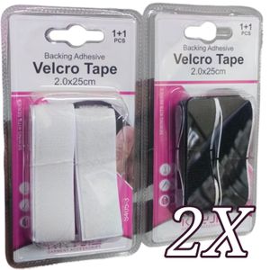 KKYJIA WHITE + BLACK Backing Adhesive Velcro Tape 2.0x25 cm    
