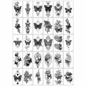 Homarom Temporary Tattoo Body Art Sticker - 30 Sheets Differ Black Butterfly,Each Size 5.7x9.7cm
