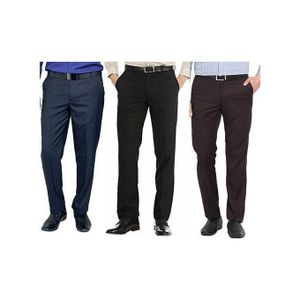 3 Pack Of Men's Formal Trousers - Black,Cholote& Navy Blue
