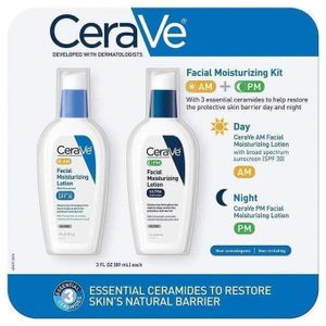 Ceravee.e AM & PM Facial Moisturizer Duo For Normal To Dry Skin – Includes AM Facial Moisturising Lotion With SPF 30 (Day Cream) & PM Facial Moisturising Lotion (Night Cream) – Non-Comedogenic, With Ceramides & Niacinamide