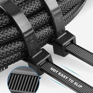 100 Pack 5x300mm Black Nylon Cable Ties - Durable & Reusable