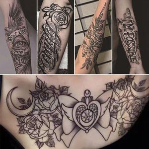 5pcs men's flower arm tattoo stickers, temporary tattoo stickers