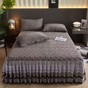 Quality Elegant 6x6 Grey Bedspread Bed skirt Set with 2 Matching Pillowcases