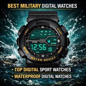 Rugged Sports Military Design Wristwatch - Waterproof, Shockproof & LED Backlight - Watches for Men / Ladies
