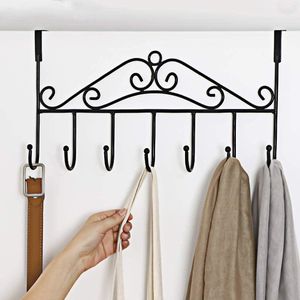 3 Pcs Over The Door Hook Hanger with 7 Hooks for Clothes Purses Towel Scarf Belt Hat Hanging Metal Rack Organizer No Drilling Required for Upto 4 cm Thick Doors