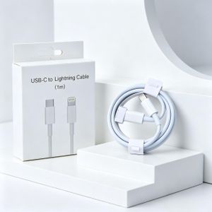 PD Fast Charging USB-C to Lightning Cable for iPhone - 1m White for iPhone 14/13/12/11/SE