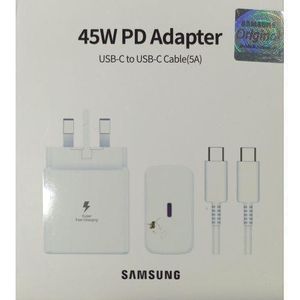 Samsung 45 Watts Super Fast Type C To C Charger For Galaxy, A05s, A15, A14,A35, A55, A34, A54, A06, A16, A26,A36, A56, S20,S20 Plus,S20 Ultra,S21,S21 Plus,S21 Ultra, S22, S22Plus, S22 Ultra, S23,S23 Plus, S23 Ultra, S24, S24 Plus, S24 Ultra, Note 10 Plus, Tab S8
