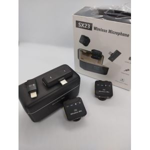 SX23 Lavalier Wireless Clip-on Mic Dual Lapel 3-in-1 Microphone for Interview & Video Creation