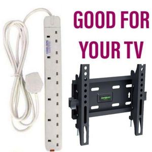 Powermax Power King 6Way Power Extension - White + 15, 19, 24, 32 And 43 Inch TV Mount