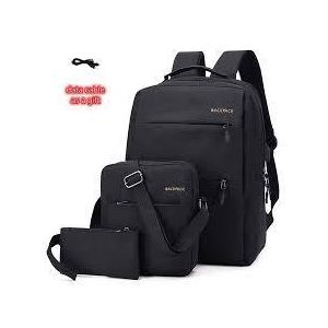 3-Piece Versatile Backpack Set – Multi-Functional Laptop Bag, Messenger Shoulder Bag & Accessory Pouch – Durable Travel & School Combo for Men & Women