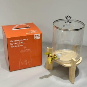 3.6L Ribbed Juice Dispenser with Bamboo Stand 
