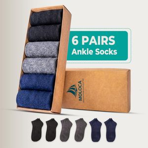 Moloca 6 Pairs Moloca Unisex Cotton Ankle Socks Cotton Comfortable Breathable Socks Casual office Everyday Wear,Black/Navy Blue/Grey