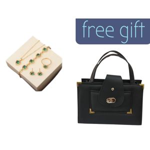 Elegant Women’s 4PCS Jewelry Gift Set (Necklace, Earrings, Bracelet & Ring) with Free Handbag Perfect For: Daily wear Parties & special occasions Weddings & events Birthday, anniversary, and graduation gifts As a bonus comes with FREE Durable handbag