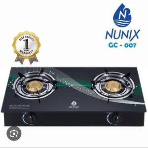 Nunix 2 Burner Glass Top Table Top Gas Cooker Auto Ignition