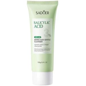 SADOER Salicylic Acid 3% Amino Acid Gentle Cleanser, Facial Cleanser with Centella Asiatica, Collagen, Niacinamide, Oil Control, Acne Prevention, 100g