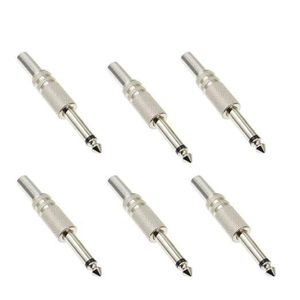 Bn 6.35 mm Mono Jack Male Metal Pin Mic Connector for Repair 6.5 mm Metal (6 PCs)
