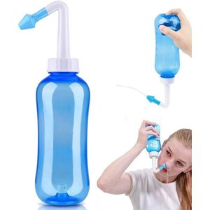 Nasal Irrigation System, Nose Wash Bottle with ON/Off Lock Button Switch Nasal wash Rinse Nose-Cleaner System for Adult Kid 500ML(with 30 free wash salt) 
