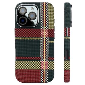 Luxury Carbon Fibre Tribal MagSafe Case for iPhone 16 Pro Max – Green-Red - Slim & Durable Protective Cover