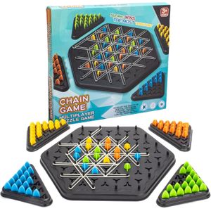 Chain Triangle Chess Game, Triangle Chess Game with Rubber Bands, Wavelength Board Game for Kids & Adults, Multiplayer Triangle Board Game for Family Night, Family Games