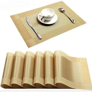  6pcs Gold Durable Non-Slip  PVC Place mats for Dining Table