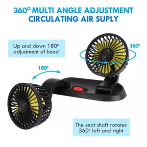 360 Degree Rotatable Car Fan - 12V DC Electric 2 Speed Dual Head Fans Dual Double