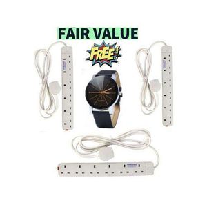 Power King 6 Way Power Extension Cable + Free 2 Watches