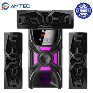 Amtec Bluetooth Enabled 3.1CH Sub Woofer Sound System Multimedia Speaker System Sorround Sound System with Remote Control and LED Display and LED Lights