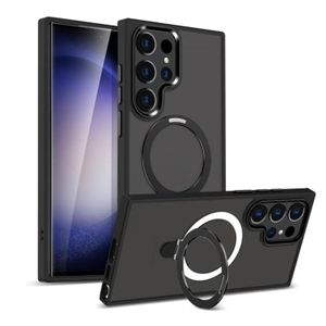 Samsung Galaxy S25 Ultra Cover Invisible Foldable Metal Holder/ Support Transparent Magsafe (Wireless Charging) Mobile Phone Case with Five Camera Lens Protector