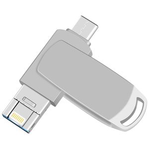 TodyJeyHo USB Flash Drive, Dual Drive, 64GB Fast Speed Flash Stick Memory Stick External Storage Compatible for iPhone/PC/iPad/More Device (Silver)