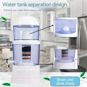 High Quality Strong 16L 100% BPA Free Benchtop Ceramic Water Mineral Filter Pot, Camping/hiking/home/office Table Top Water Purifier With Dispensing Tap