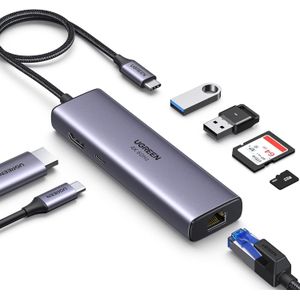Ugreen  CM512 7-in-1 USB-C Multifunction Adapter – 4K@60Hz HDMI, Gigabit Ethernet, USB 3.0, SD/TF Card Reader & 100W PD Fast Charging Hub for MacBook, Windows & USB-C Devices