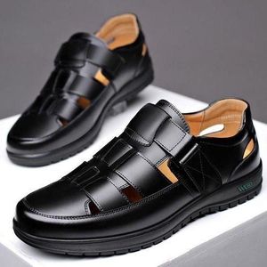 AIDAILU Mens Palm Casual Half Open Soft Sandals PU Leather Shoes Slippers - Black