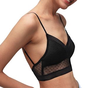 New Sexy Low Back Bralette Ladies U Backless Invisible Lace Bra Polka Dot  Mesh Ultra Thin Underwear Women Lingerie Tank Top Bras