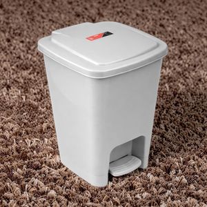 30L Gray Hard Plastic Tight Lid Odor Control Step Pedal Waste Garbage Dust Bin 