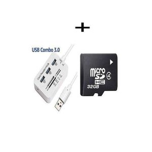HUB USB 2.0 - 3 USB Ports - SD Card Reader / TF Type C Reader + 32 GB Memory Card