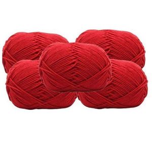 5pcs robin soft warm knitting crotchet yarn for sweater hats scarves shawls DIY Craft _red 