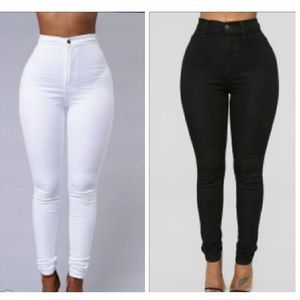 3 Pack High Waist Body Shaper Jeans Casual Pant Trousers - White